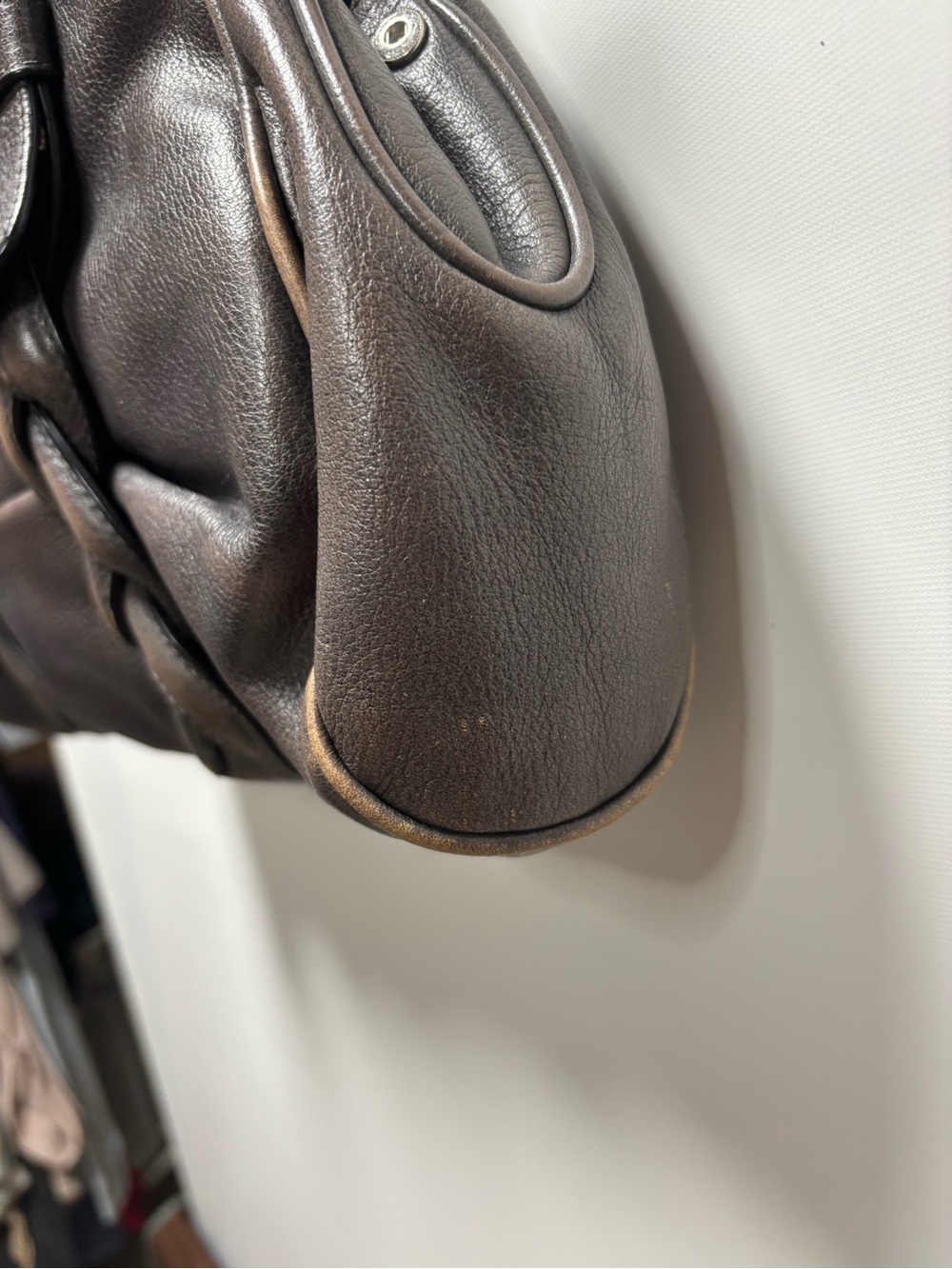 Danier Dark Brown Braided-Accent Shoulder Satchel - Picture 8 of 11